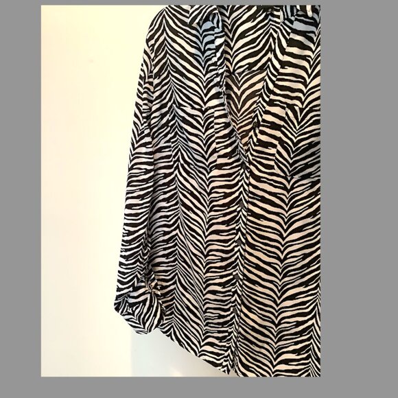 Talbots - Classic Zebra/Animal print long-sleeved Shirt, Size 10 - Picture 3 of 11